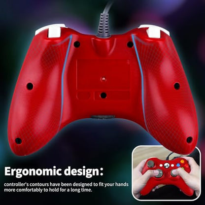 OSTENT Wired USB Controller Gamepad Joystick for Microsoft Xbox 360 Console Windows PC Laptop Computer Video Game Color Red - color: Red