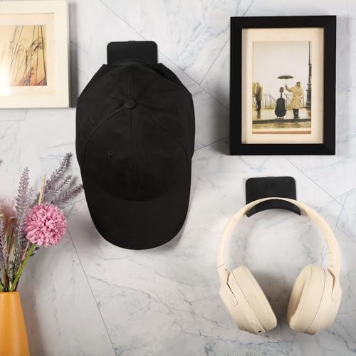 30 Pcs Headphone Wall Hangers Adhesive Gaming Headset Holder Hooks for Wall Mount Strong Universal Stand Hooks for Most Headphone Controller, Hat, Baseball Caps, Door, Closet (Black) - color: Black