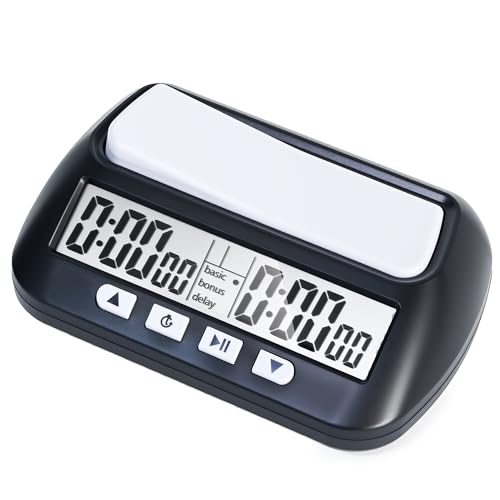 Generic Multifunctional Chess Clock, Professional Electronic Chess Timer, Portable Digital Chess Clock for Chinese Chess International Chess Board Go Game Gobang (Black)