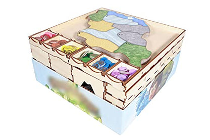 The Broken Token Game Organizer Compatible with Spirit Island - Wooden Game Organizing Box with Multiple Trays