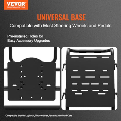 VEVOR Racing Wheel Stand Foldable Fit For Logitech,Thrustmaster,Fanatec,Hori,Mad Catz, Carbon Steel Driving Simulator Cockpit Adjustable Pedal & Seat,Fit Most Wheels and Pedals, Max. Load 330lbs