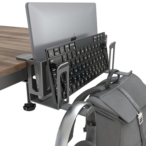 NODOCA 2-Slot Laptop Storage for Desk, Vertical Laptop Stand for Desk, MacBook Vertical Stand, with Headphone Holder, Desk Side Storage for MacBook/Surface/Samsung/HP/Dell[L, Black] - color: Black, size: 2-Slot