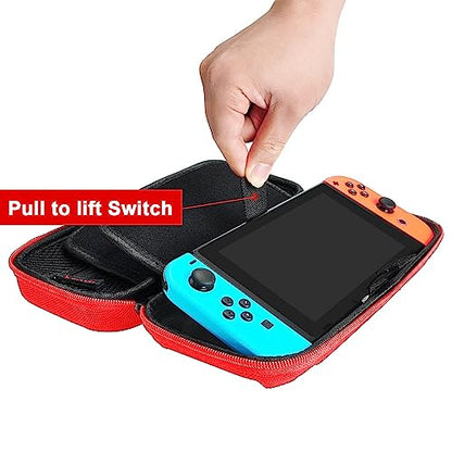 daydayup Switch Carrying Case Compatible with Nintendo Switch/Switch OLED, with 20 Games Cartridges Protective Hard Shell Travel Carrying Pouch DS Case - color: Red, size: 2017-Inch