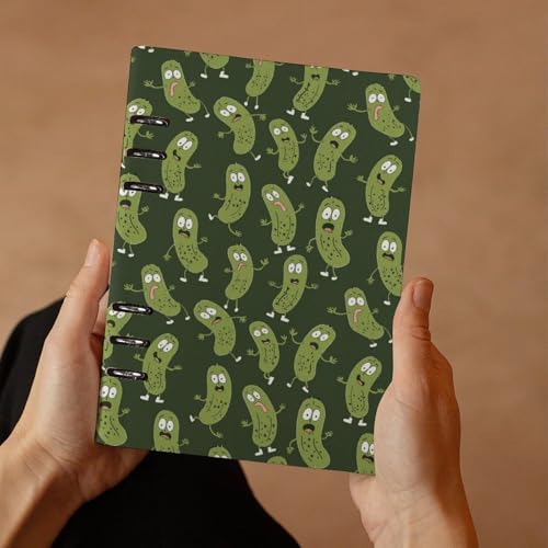JOJOART Cute Pickle Characters Funny Journals Binder Notebook Loose Leaf 6-Ring Professional Notebook,Spiral Notebooks Refillable Journal Notebook,90 Sheets for Office Travel Planner