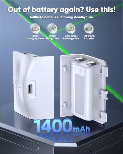 MENEEA Charger Stand Cooling Fan for Xbox Series S Console&Controller,White | Vertical Dual Cooler System Charging Dock Accessories with 2x1400mAh Rechargeable Battery, Earphone Bracket for Xbox Series S - color: White
