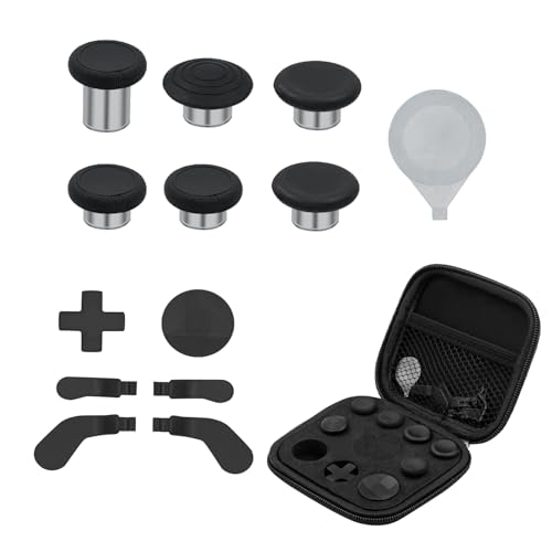 Mcbazel 13-in-1 Metal Thumbsticks Joysticks for Xbox Elite Series 2, Elite Series 2 Controller Accessories with 6 Swap Joysticks, 4 Trigger Paddles, 2 D-Pads, 1 Tool, 1 Carry Case - Black