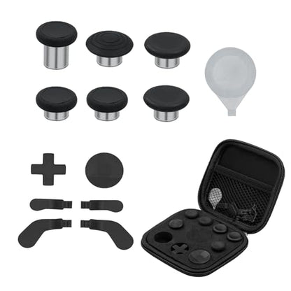 Mcbazel 13-in-1 Metal Thumbsticks Joysticks for Xbox Elite Series 2, Elite Series 2 Controller Accessories with 6 Swap Joysticks, 4 Trigger Paddles, 2 D-Pads, 1 Tool, 1 Carry Case - Black