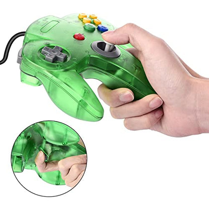 2 Pack Classic N64 Controller, miadore N64 Wired USB PC Game pad Joystick, N64 Bit USB Wired Game Stick Joy pad Controller for Windows PC MAC Linux Raspberry Pi 3 Sega Genesis (Clear Green/Blue) - color: Clear Green/Blue