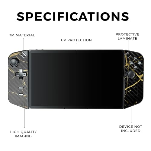 Carbon Fiber Gaming Skin Compatible with Lenovo Legion Go - Black Gold Marble - Premium 3M Vinyl Protective Wrap Decal Cover - Easy to Apply | Crafted in The USA by MightySkins - color: Black Gold Marble, style: Carbon Fiber Textured Finish