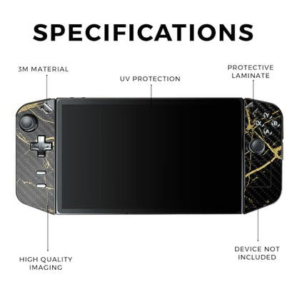 Carbon Fiber Gaming Skin Compatible with Lenovo Legion Go - Black Gold Marble - Premium 3M Vinyl Protective Wrap Decal Cover - Easy to Apply | Crafted in The USA by MightySkins - color: Black Gold Marble, style: Carbon Fiber Textured Finish