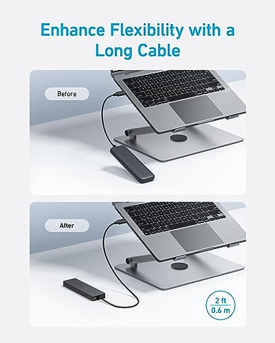 Anker 4-Port USB 3.0 Hub with 5Gbps Data Transfer, Ultra-Slim USB-C Connector Hub, for MacBook, iMac, Surface, Mobile HDD, and More (2 ft USB-C Connector, Charging Not Supported) (Pack of 2) - size: 2 ft (Pack of 2), style: USB-C