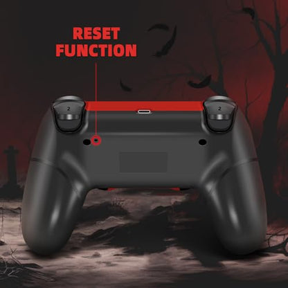 AceGamer Wireless Controller for PS4 Compatible with PS4/Slim/Pro, FTFVaska Gamepad with Enhanced Dual Vibration/Analog Sticks/6-Axis Motion Sensor/Charging Cable/Thumb Caps! (Red Cloudy) - color: Red Cloudy