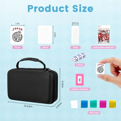 American Mahjong Tile Set, 166 Tiles 1.2 Inch Portable Travel Mahjong Game Set with Carrying Bag, Dice & Chips, Complete Mah Jongg Sets for Adults, Family Game Night & Ideal Gifts