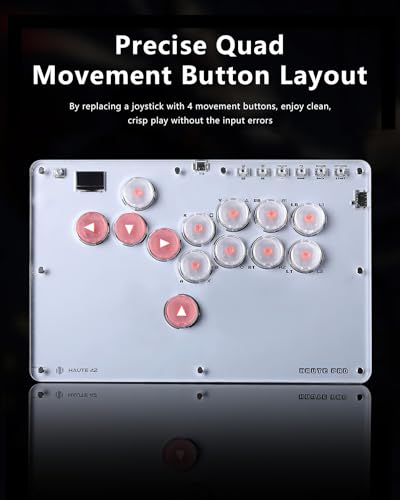 Sehawei Haute42 Arcade Stick 13Keys All-Button Gamerfinger for PC/Ps3/Ps4/Switch/Steam Game Keyboard-Supports Hot Swap & SOCD (White) - color: White