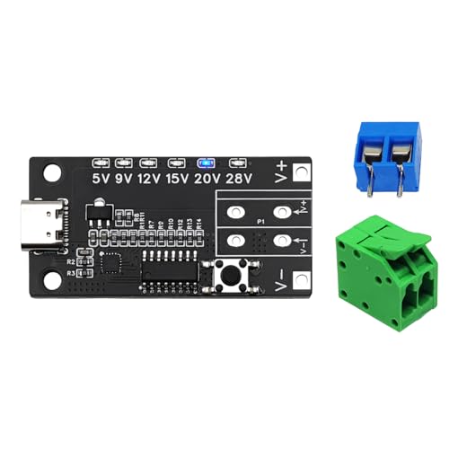 2PCS USB-C PD3.0/3.1 QC Trigger Module Female Input 5V 9V 12V 15V 20V 28V 5A Adjustable Voltage Power PD Sink Board Module Power Trigger with Indicator - style: 2 PCS