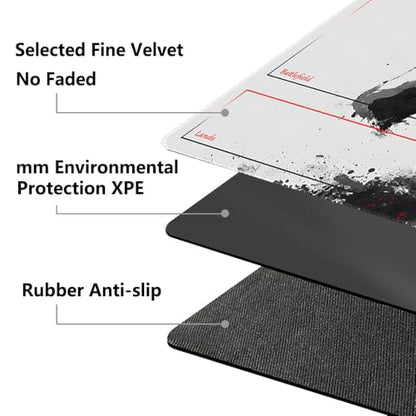MTG Playmat 24x14 Inch | Optional Game Zone Layout | Non-Slip Rubber Base | Stitched Edges | Includes Free Storage Bag | for TCG, Board Games, and Desk Use(Inkbound,with Zone) - color: Inkbound, style: With zone