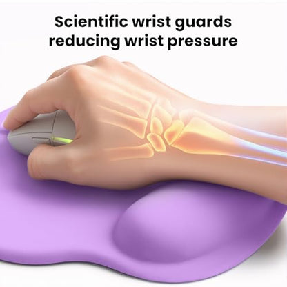 Mouse pad with Wrist Rest,Relieving Pain Memory Foam Computer pad, Ergonomic Desktop Mouse, Silicone Material Mouse pad, with Non-Slip PU Base (Purple) - color: purple