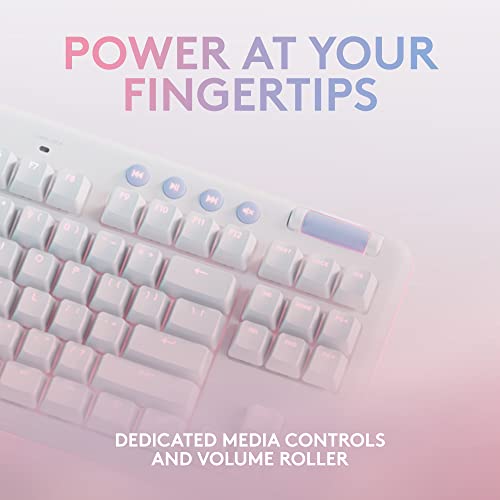 Logitech G713 Wired Mechanical Gaming Keyboard with LIGHTSYNC RGB Lighting, Linear Switches (GX Red), and Keyboard Palm Rest, PC and Mac Compatible - White Mist - size: Wired, style: Linear