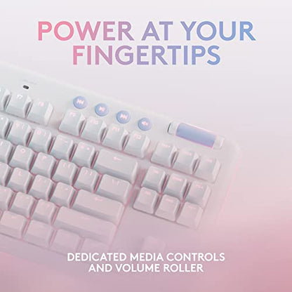 Logitech G713 Wired Mechanical Gaming Keyboard with LIGHTSYNC RGB Lighting, Linear Switches (GX Red), and Keyboard Palm Rest, PC and Mac Compatible - White Mist - size: Wired, style: Linear