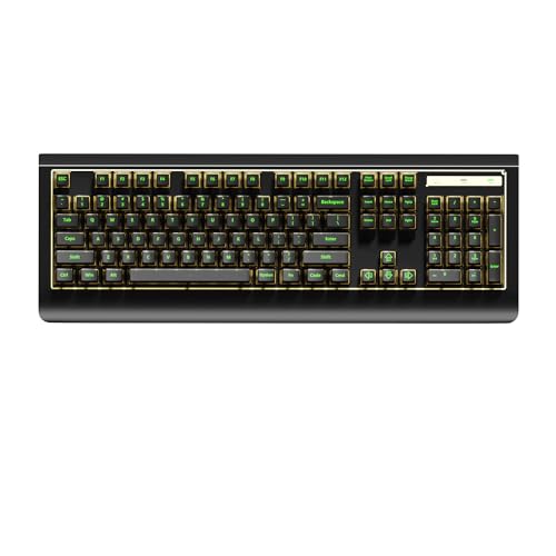 104-key Full-Size Gaming Mechanical Keyboard, Transparent keycap RGB Backlight, Salt ice switches, hot-swappable feet, no Conflict in All Keys, Supports USB-C/Bluetooth/Wireless 2.4G