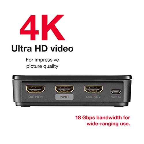 Rocketfish 2-Output HDMI Splitter with 4K at 60Hz and HDR Pass-Through