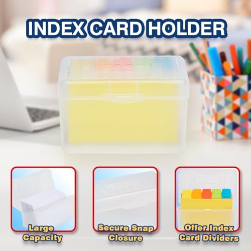 H4D Index Card Holder 3x5 Inches with 25 Plastic Dividers, Clear - color: Clear, size: 3x5 inch