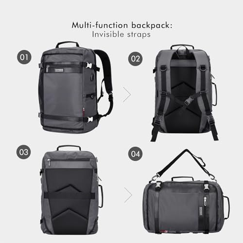 WITZMAN Travel Backpack for Men 40L Carry-on Luggage Bag USB Charging Port | Nylon Laptop Backpack Multi-pocket Fits 17 Inch, TSA Friendly Flight Approved, For Business Trip, Vacation, B686 Silvery Grey - color: Silvery Grey