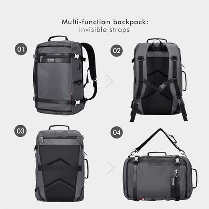 WITZMAN Travel Backpack for Men 40L Carry-on Luggage Bag USB Charging Port | Nylon Laptop Backpack Multi-pocket Fits 17 Inch, TSA Friendly Flight Approved, For Business Trip, Vacation, B686 Silvery Grey - color: Silvery Grey