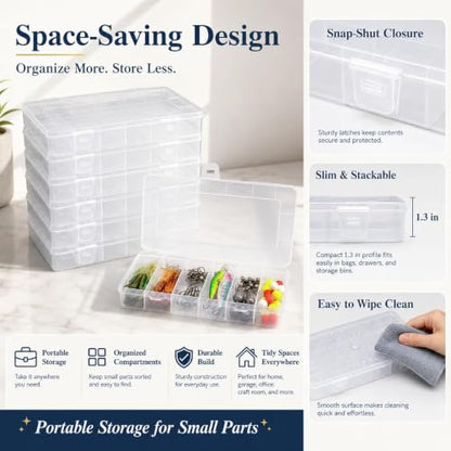 10 Pcs Clear Tackle Box Organizer, Small Tackle Box, Transparent 8.2 x 4.6 x 1.3 in Plastic Storage Cases for Fishing Gear, Beads, Screws and Crafts