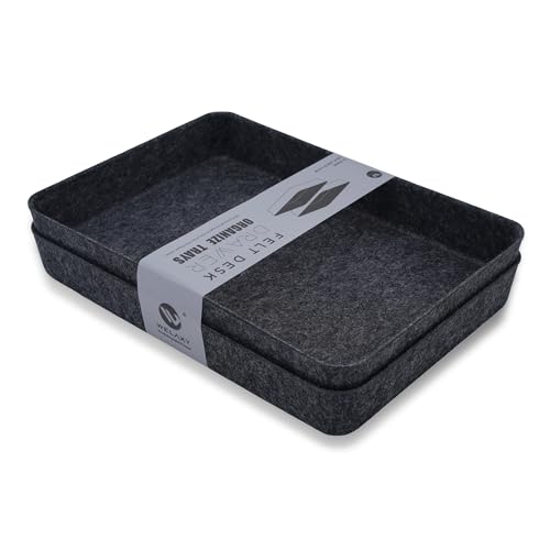 2pc Office desk drawer organizer tray documents Storage bin Charcoal - color: Charcoal