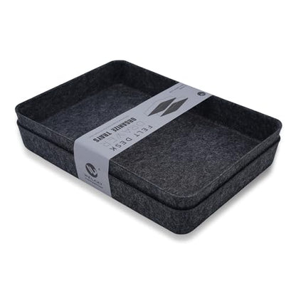 2pc Office desk drawer organizer tray documents Storage bin Charcoal - color: Charcoal