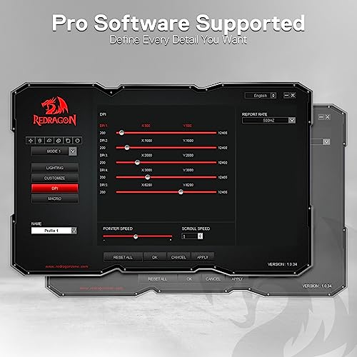 Redragon M908 Impact RGB LED MMO Gaming Mouse with 12 Side Buttons, Optical Wired Ergonomic Mouse with Max 12,400DPI, High Precision, 18 Programmable Macro Shortcuts, Comfort Grip, White | Stable Lag-Free Connection, Redefine Keybinding Macro, Vibing Back