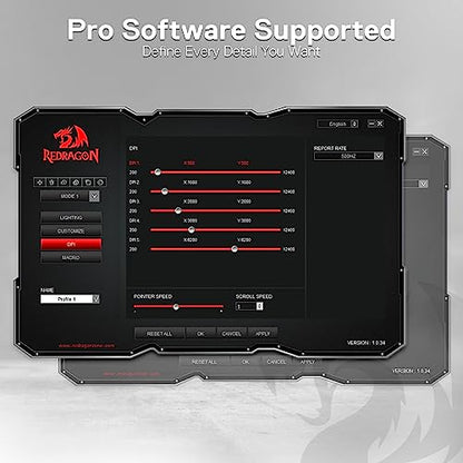 Redragon M908 Impact RGB LED MMO Gaming Mouse with 12 Side Buttons, Optical Wired Ergonomic Mouse with Max 12,400DPI, High Precision, 18 Programmable Macro Shortcuts, Comfort Grip, White | Stable Lag-Free Connection, Redefine Keybinding Macro, Vibing Back