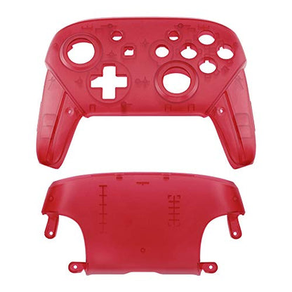 eXtremeRate Transparent Clear Red Faceplate and Backplate for Nintendo Switch Pro Controller, DIY Replacement Shell Housing Case for Nintendo Switch Pro - Controller NOT Included - color: Clear Red