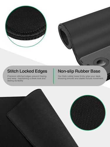 Mouse Pad with Magnetic Wireless Charging, Large Desk Mat, Non-Slip Mouse Mat, Keyboard Pad for Gaming, Desk, Office, PC - color: Black-Magnetic 3-Charging-31.5"x15.8"