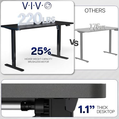 VIVO White 60 x 30 in Standing Desk, DESK-KIT-1B6-P3W | Electric, Holds 220 lbs, Sit Stand, Height Adjustable, Cable Tray, Full-Size Mouse Pad, Office Furniture, Black Frame - color: White Top / Black Frame, size: 60 x 30