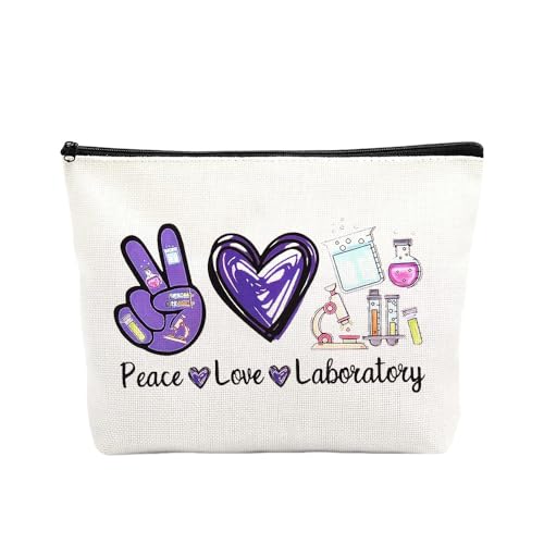 Laboratory Gifts Makeup Bag Cosmetics Bags for Lab Tech Retirement Gift Biologist Appreciation Gifts Travel Toiletry Bag for Biology Teacher Lab Assistant Peace Love Laboratory Make Up Pouch - color: Dogs