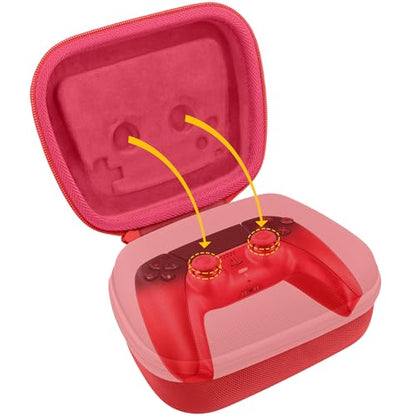 Baval Hard Case for Playstation 5 PS5 DualSense Wireless Controller | Protective Storage Box, Specifically Design for PS 5 Controller, Soft Velvet Lining, Customized Slots, Snug Fit, Red Case - color: Red Hard Case