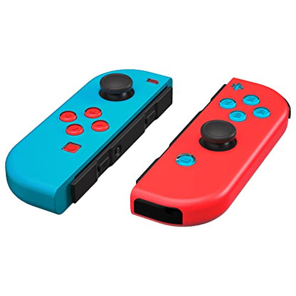 eXtremeRate Replacement Two-Tone Jelly Buttons for JoyCon, Red Blue & Clear w/Symbols Custom Controller ABXY Direction Home Capture + - Keys, DIY Action Face Buttons for Nintendo Switch & Switch OLED - color: Left Red & Right Blue & Clear