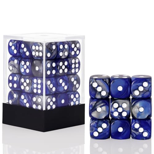36 Pieces 12mm 6 Sided Mini Dice Set,Two Colours D6 Game Dice Set,6 Sided Standard Game Dice for Board Games Dice Games Classroom Teaching Dices Game, with Portable Gaming Box(Dark Blue&Black) - color: D6-dark Blue & Black