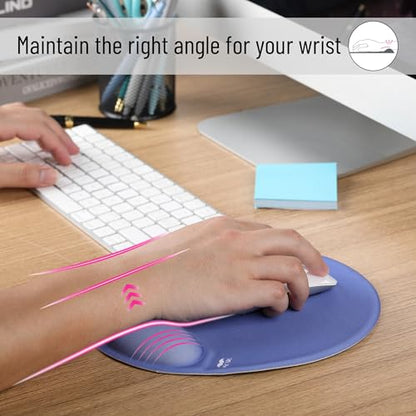 Mr. Pen- Ergonomic Mouse Pad with Wrist Rest | Dusky Blue-Purple Breathable Fabric with Memory Foam Cushion, Non-Slip Rubber Base, Gel Mouse Pad with Wrist Support - color: Dusky Blue-Purple