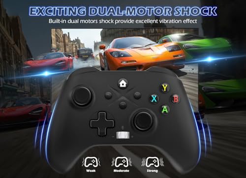 Xexvyrin Wireless Controller for X-box One, X-box Series X/S, PC, Switch, iOS, Android, LED Gaming Controller with TURBO, Macro Function, 6-Axis Gyro, 3.5mm Audio Jack, 2.4GHz Adapter（Black and white two-pack） - color: Black and white