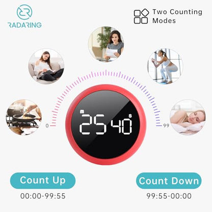 Rose Quick Que Kitchen Timers, Visual timers Large LED Display Magnetic Countdown Countup Timer for Classroom Cooking Fitness Baking Studying Teaching, Easy for Kids and Seniors (Rose) - color: Rose