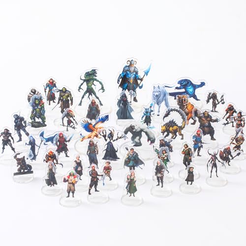 iPEAU|Dungeons and Dragons Arctic Miniatures DND Starter Set for Beginner 47 Minis for D&D 5E Flat Plastic Figures for Pathfinder TTRPG Tabletop RPG Games Accessories Gift for DM - style: 2d-mini-ArcticB