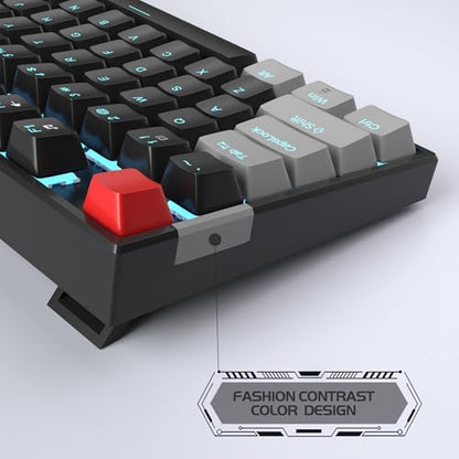 MageGee 75% Mechanical Gaming Keyboard, Red Switch, LED Blue Backlit, 87 Keys Compact TKL Wired Computer Keyboards for Windows Laptop PC Gamer - Black/Grey - color: Black Grey/Red Switch