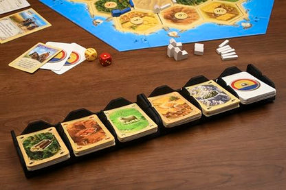 Card Holding Organizer for Catan Game, 6 Stacks of Cards, 3x15 inches, Non-Slip tabs, Made in The USA