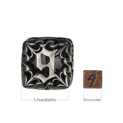 Mini Dice Set with Rune Keychain Case,7PCS Polyhedral Metal Dice Set for DND Role Playing Games(Red Copper) - color: Red Copper