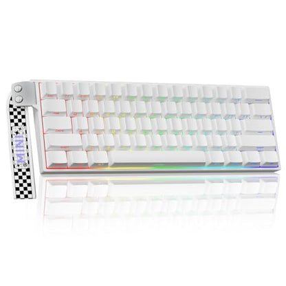 Aula MINI60 HE PRO Wireless Gaming Keyboard 60%,Hall Effect Rapid Trigger Magnetic Keyboard,8000Hz Polling,Tri-Mode(BT5.0/2.4GHz/USB-C),RGB Hot Swappable Compact Mechanical Keyboard for Gamer(White) - color: Pro-White Side