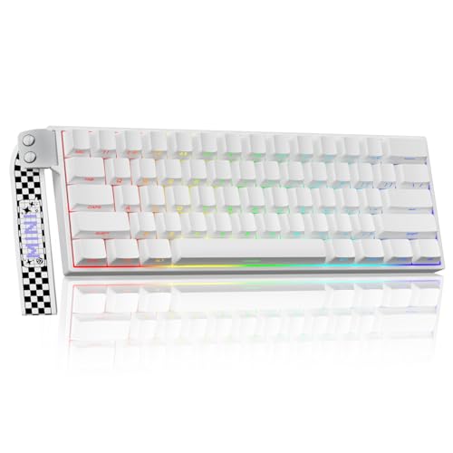 Aula MINI60 HE PRO Wireless Gaming Keyboard 60%,Hall Effect Rapid Trigger Magnetic Keyboard,8000Hz Polling,Tri-Mode(BT5.0/2.4GHz/USB-C),RGB Hot Swappable Compact Mechanical Keyboard for Gamer(White) - color: Pro-White Side