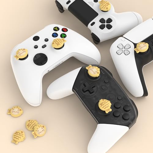 PlayVital Cute Thumb Grip Caps for Nintendo Switch 2 Pro, Switch Pro Controller, Joystick Caps Cover for ps5, Edge, ps4, Xbox Series X/S, Xbox One, Elite Series 2 Controller - Taiyaki Kitten - color: Taiyaki Kitten